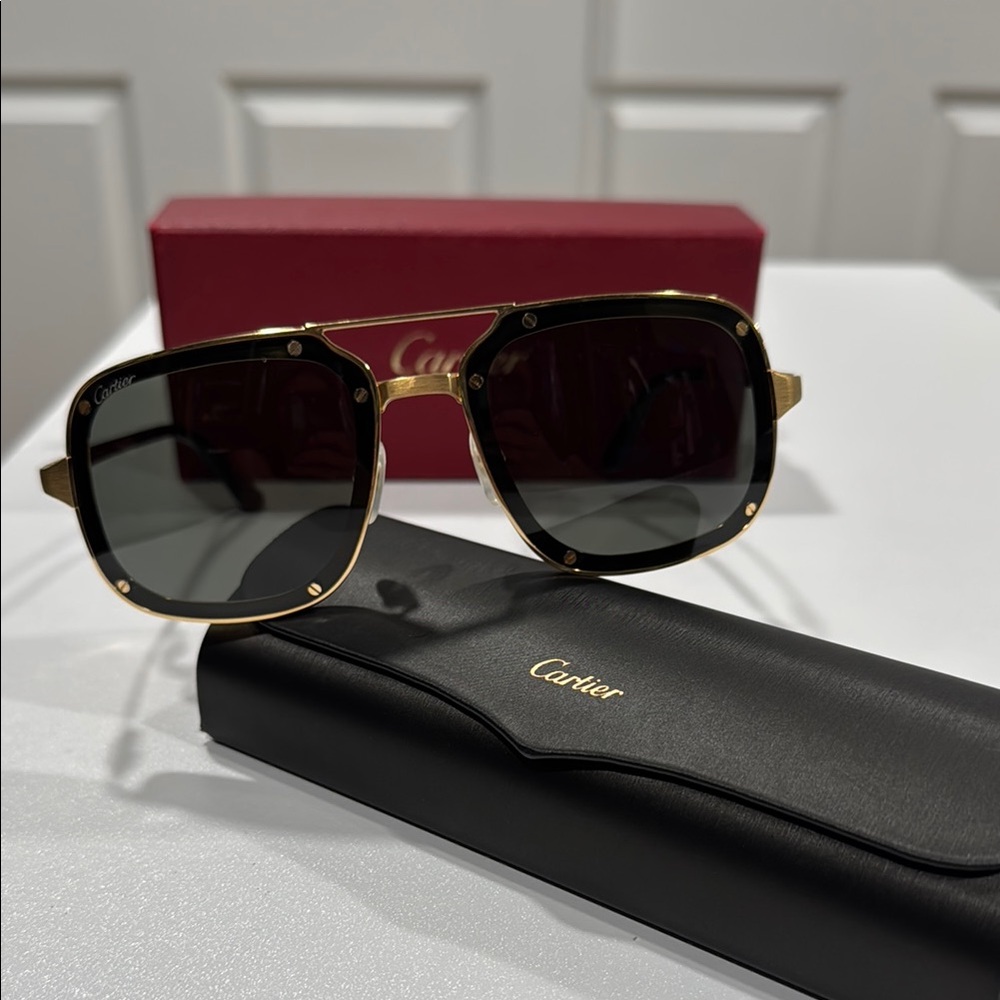 Cartier Gold and Black Sunglasses
